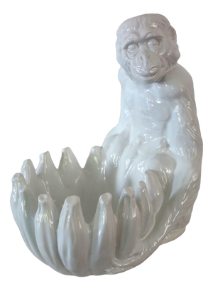 Vintage Italian Handcrafted Ceramic Plant Pot with Monkey and Bananas, 1960s