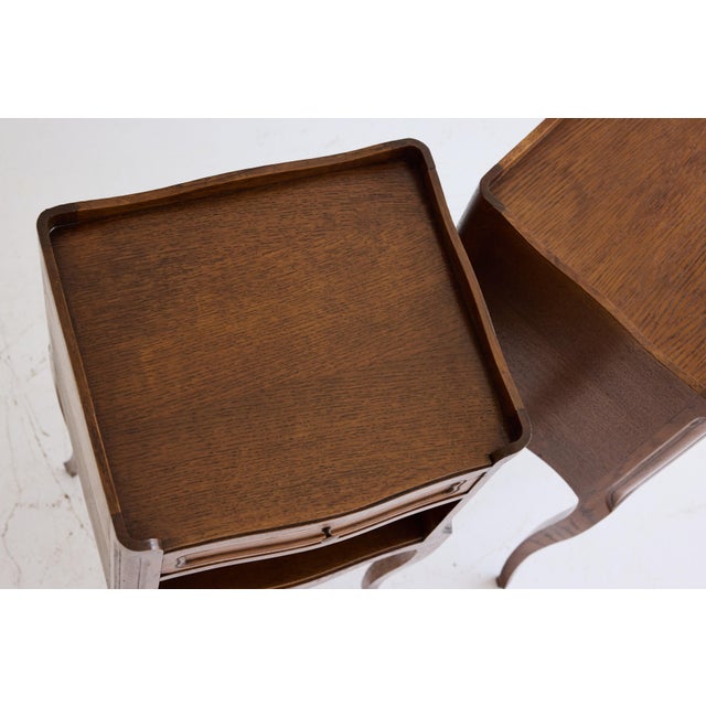 Pair of French Louis XV Style Oak Bedside Tables With Gallery Top For Sale - Image 17 of 18