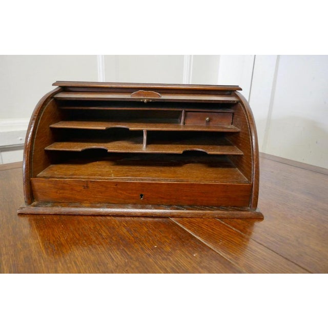 French Arts and Crafts Oak Stationary Box with Tambour, 1890 For Sale - Image 6 of 8