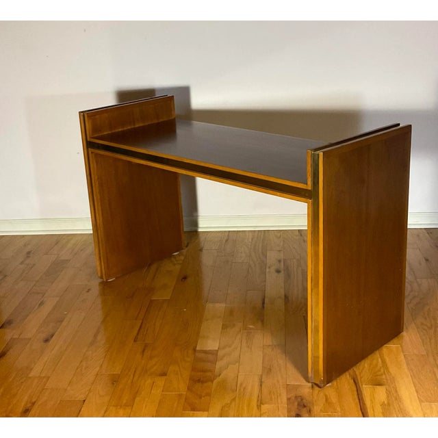 Mid-Century Modern Mid Century Modern Solid Board Console Table With Brass Accents For Sale - Image 3 of 13