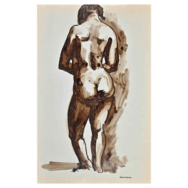 Jean Chapin, Nude of Woman, Watercolor, 1950s For Sale