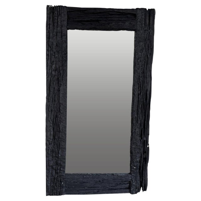Impressive reclaimed ironwood frame mirror. Charred sanded and sealed revealing the beautiful wood grain. Please inquire....