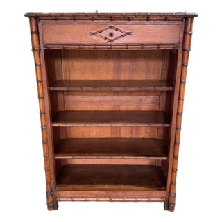19th Century French Faux Bamboo Bookcase For Sale