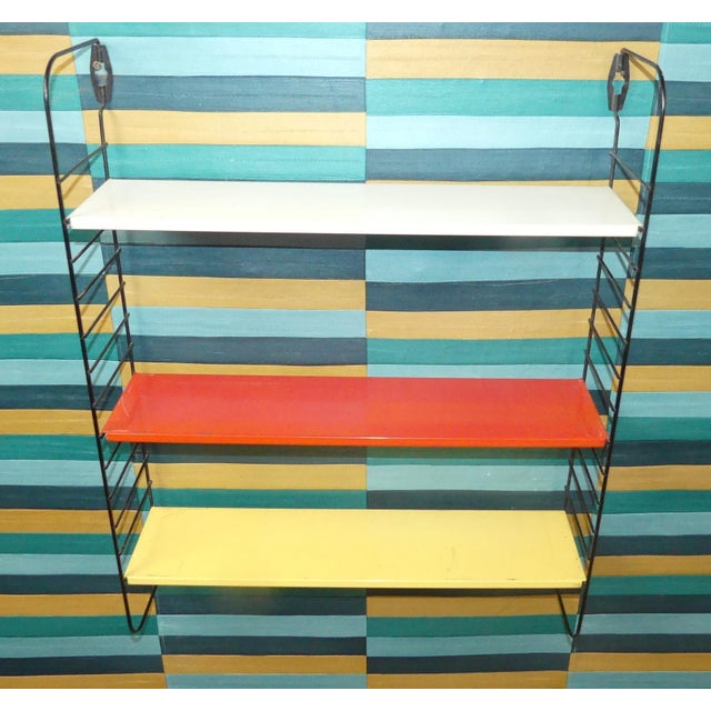 1960s String Shelves in Red, White, Yellow and Black Ladders by A. D. Dekker for Tomado, 1960s For Sale - Image 5 of 15