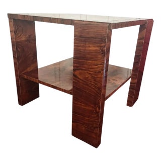 1920s Hungarian Bauhaus Walnut Veneer Two Tier Occasional Table For Sale