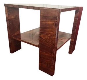 1920s Hungarian Bauhaus Walnut Veneer Two Tier Occasional Table