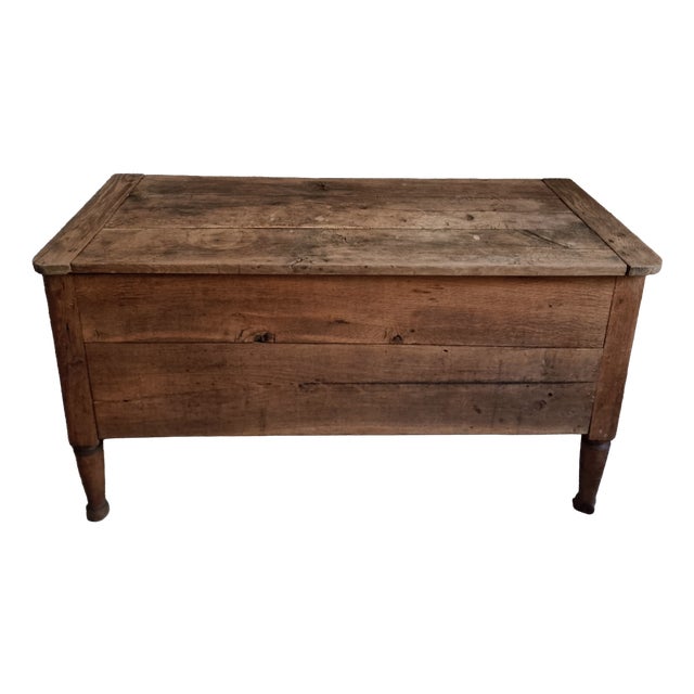Antique Early 19th Century French Oak Blanket Chest on Stand For Sale