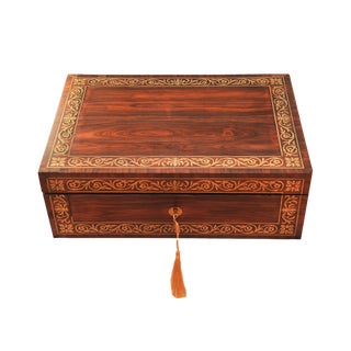 Regency Brass-Trimmed Rosewood Writing Slope with Stationery from Wells & Lambe, Set of 6 For Sale