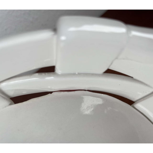 Vintage Italian White Ceramic Woven Basket Bowl For Sale - Image 11 of 18