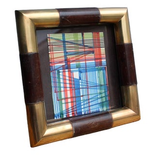 Wooden and Brass Photo Frame, Italy, 1970s For Sale