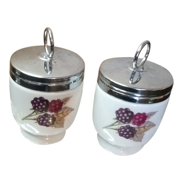 1980s Gorgeous Royal Worcester England Egg Coddlers - a Pair For Sale