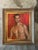 Red Vintage Boho Original Oil Portrait of Man For Sale - Image 8 of 10