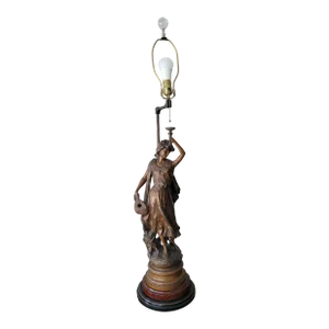 Early 20th Century Luca Madrassi Bronze Statue Lamp