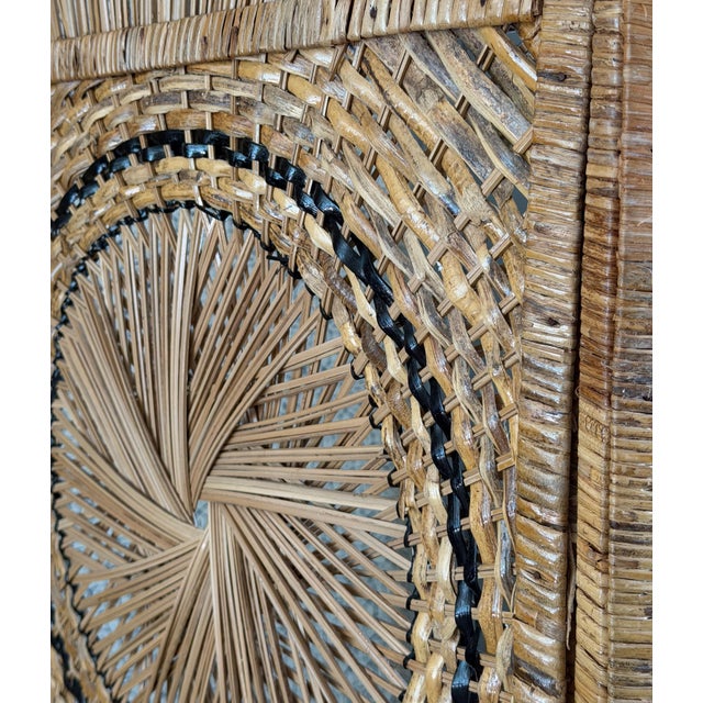 Vintage Rattan Folding Screen With Sunburst Motifs For Sale - Image 4 of 6