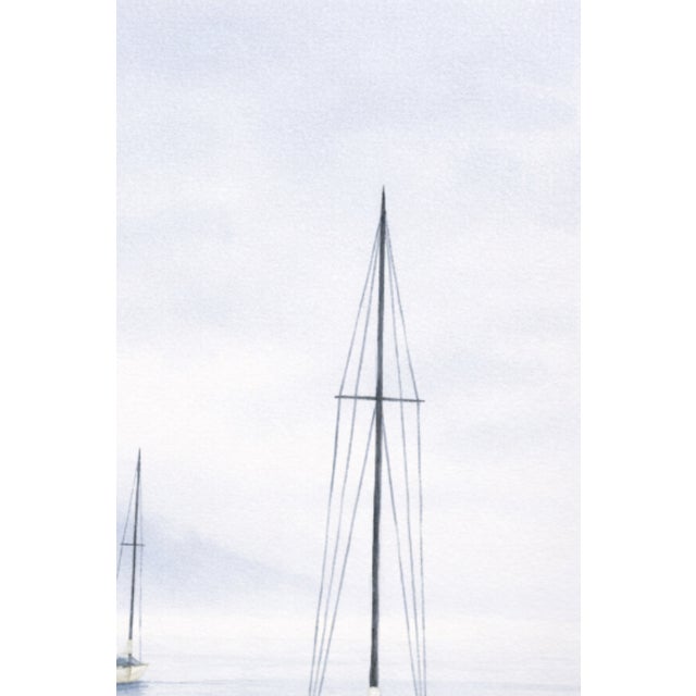 Minimalist Sailboat Seascape, Soft Coastal Art Print, 24″ × 36″ For Sale In Buffalo - Image 6 of 9
