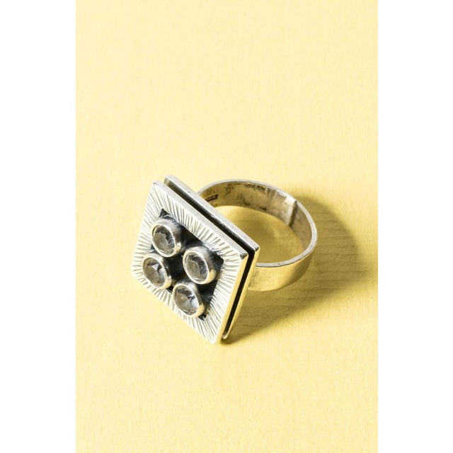 Mid-Century Modern Silver and Rock Crystal Ring by Elis Kauppi, 1960s For Sale - Image 3 of 7
