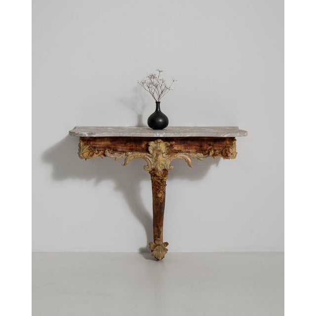 Rococo Patinated Console Table with Marble Top, Antique, France, Early 19th Century For Sale - Image 12 of 12