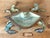 This enchanting vintage crab-shaped bowl is a standout example of mid-century Mexican artisan metalwork. Hand-crafted from...