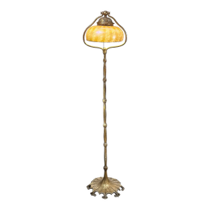 Documented Tiffany Studios #425 Bronze Dore "Bell" Floor Lamp W/Favrile Shade