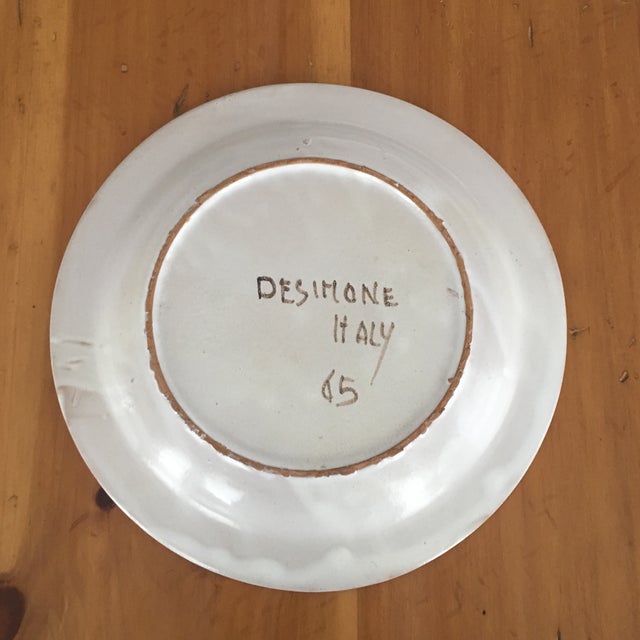 Ceramic DeSimone Mi- Century 10 " Pottery Charger For Sale - Image 7 of 10