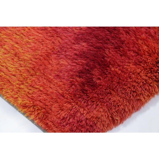 1960s Vintage Swedish Rya Rug, Radiant Orange and Red Star Motif - Rug & Kilim For Sale - Image 5 of 8