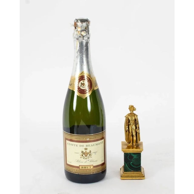 19th Century Antique Continental Gilt Bronze Malachite Sculpture Hamlet For Sale - Image 10 of 11