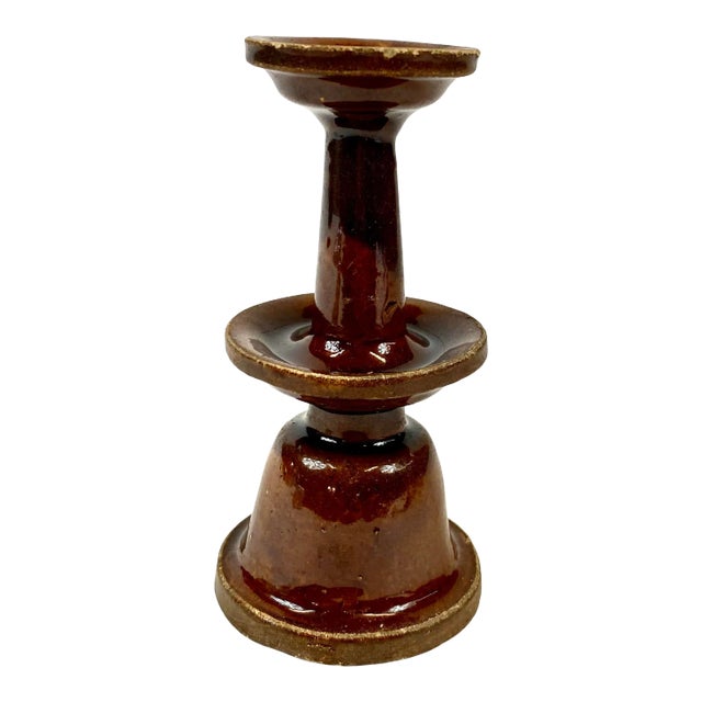 18th Century Chinese Brown Ceramic Oil Lamp For Sale