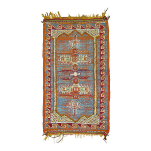 Blue Orange Vintage Moroccan Mini Rug