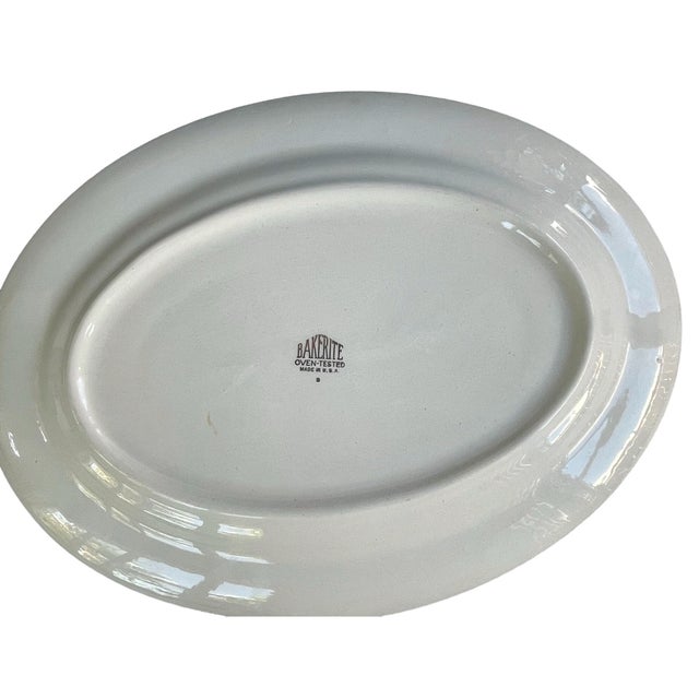 1940s Vintage Harker Platter – Colonial Lady Pattern - 1940s Bakerite Oval Serving Plate For Sale - Image 5 of 7