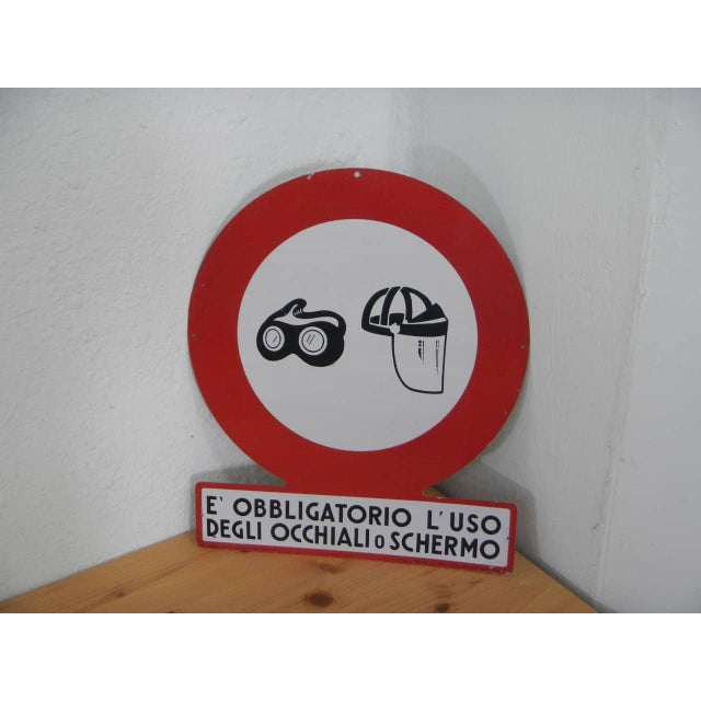 Metal Sign Requiring Eye Protection, 1950s For Sale - Image 7 of 7