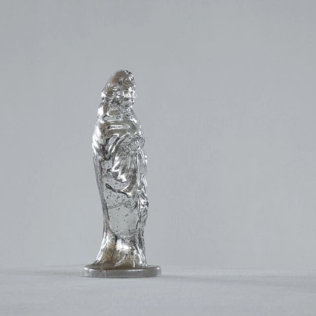 1950s Large Early 20th Century Patinated Mercury Glass Madonna with Child Sculpture For Sale - Image 5 of 9