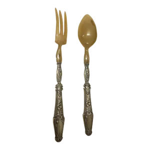 1930s Silver And Horn Fork And Spoon- 2 Pieces