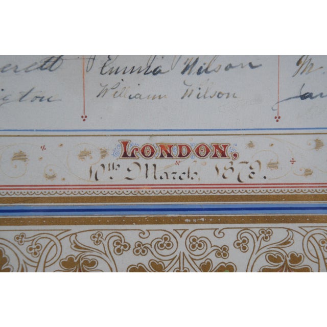 Antique 1879 Illustrated Certificate Rev Henry Margett Surrey Chapel London, Framed For Sale - Image 6 of 11