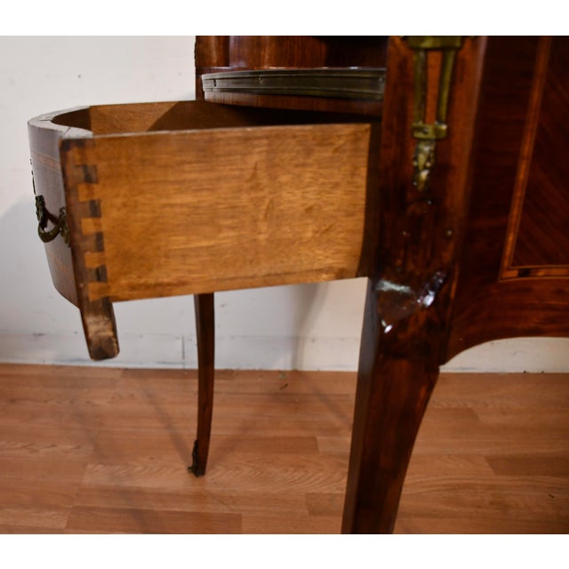 1890s Antique French Louis XV Walnut Inlaid Ladies Writing Desk Bonheur-Du-Jour For Sale - Image 11 of 18