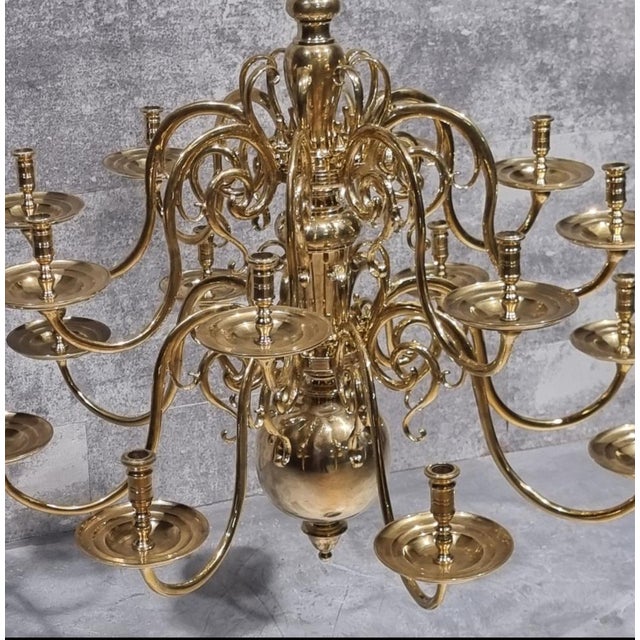 17th Century Dutch Brass Chandelier Candleholder For Sale - Image 17 of 18