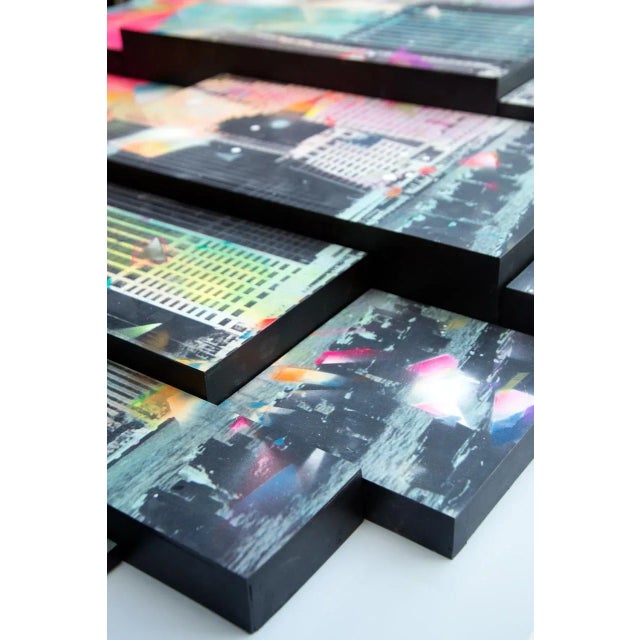 Contemporary Junto Al Muelle, Hand-Painted Photograph Installation W Resin, Urban Water Scene 2017 For Sale - Image 3 of 15