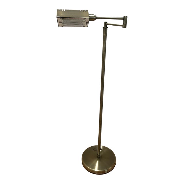 Vintage Brass Adjustable Pharmacy Floor Lamp For Sale