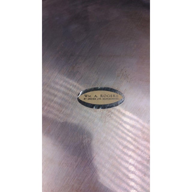Metal Wm a Rogers Oneida Du Maurier Serving Tray Platter Silver Plate Rose W/ Box MCM For Sale - Image 7 of 9