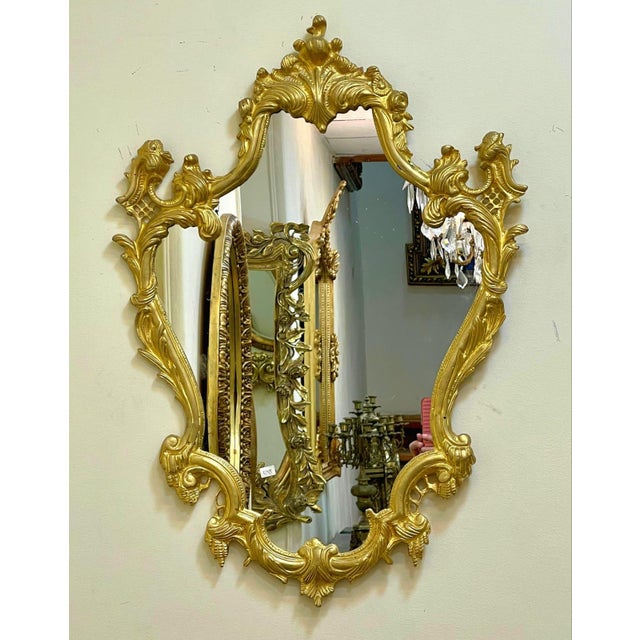 Baroque Baroque Wall Mirror – Ornate Gold Leaf Botanical Frame For Sale - Image 3 of 3