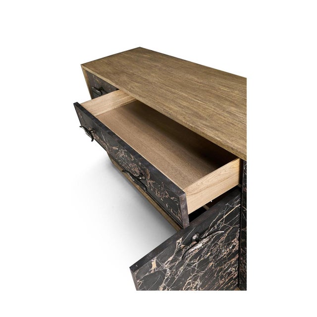 Wood Modern Black Marble and Wood Sideboard For Sale - Image 7 of 15