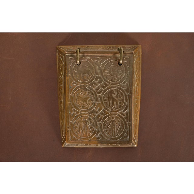 Early 20th Century Tiffany Studios New York Zodiac Pattern Bronze Perpetual Desk Calendar or Memo Pad Holder For Sale - Image 5 of 13