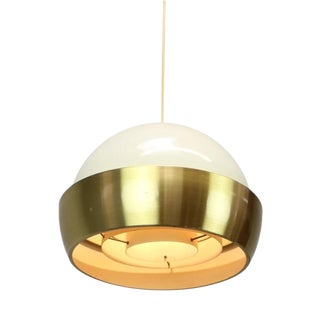 Mid-Century Modern European Space Age Brass and Metal Pendant Lamp, 1970s For Sale