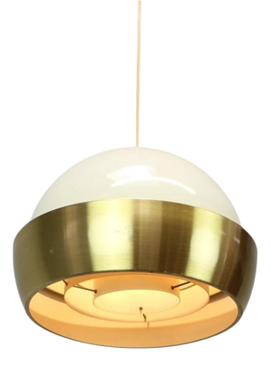 Mid-Century Modern European Space Age Brass and Metal Pendant Lamp, 1970s