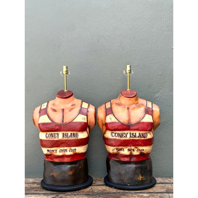 Vintage Coney Island Men's Swim Club Lamps For Sale - Image 12 of 12
