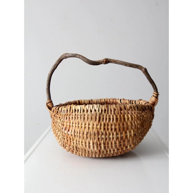 Vintage Rustic Buttocks Basket For Sale - Image 4 of 11