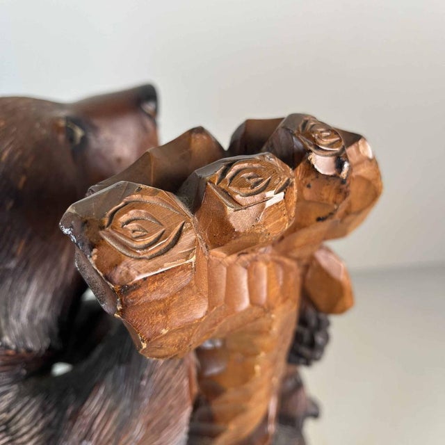 Hokkaido Kibori Kuma Bear Carving in Wood, Japan, 1950s For Sale - Image 14 of 16