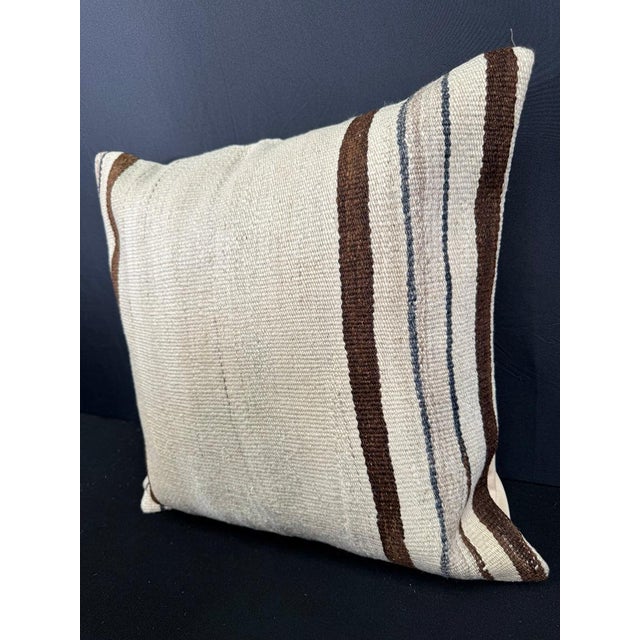 Turkish Hemp Pillow Cushion Natural Beige Brown Cushion Cover 20x20 For Sale - Image 4 of 4