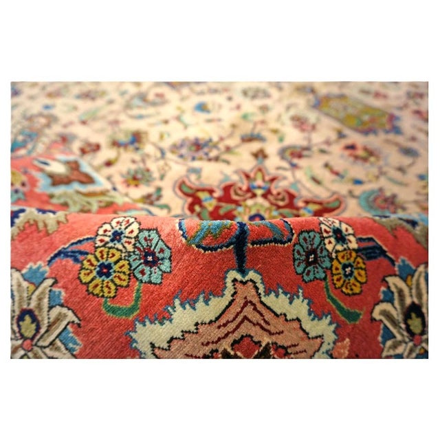 Red Antique Persian Tabriz Wool 10x12 Red, Green, & Ivory Handmade Area Rug #1143880 For Sale - Image 8 of 8