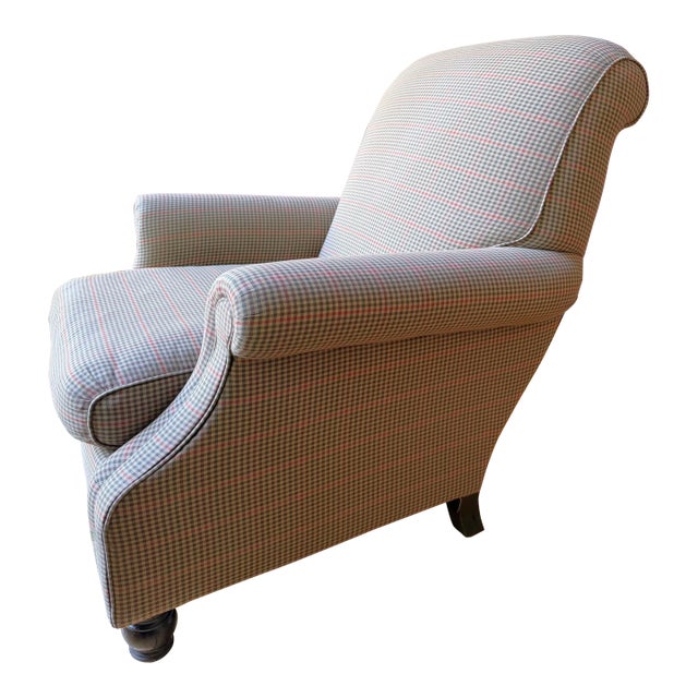 Ralph Lauren English Roll Arm Lounge Chair in Heritage Plaid For Sale