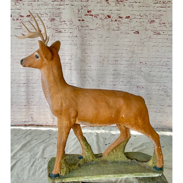 Mid 20th Century Life-Size Cast Concrete Deer Sculpture, Rustic Garden Accent For Sale - Image 5 of 8